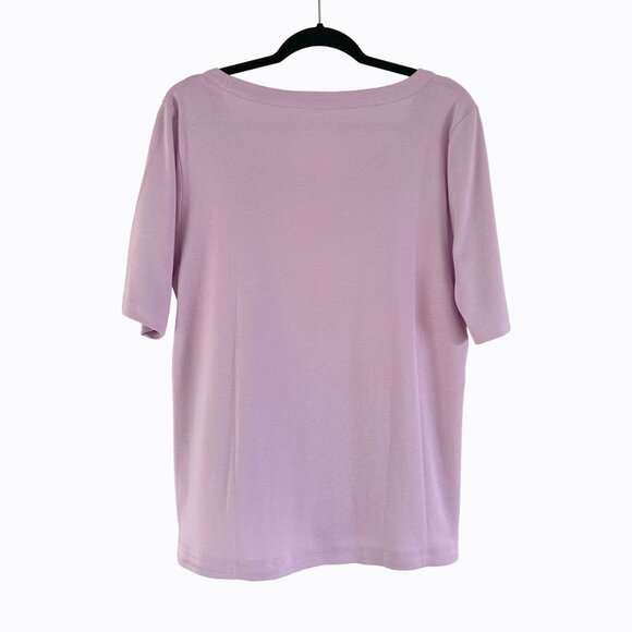 Talbots Tee Pima Cotton Lilac T-Shirt Scoop Neck Casual Y2K 90s Cottagecore SzXL - Picture 2 of 6